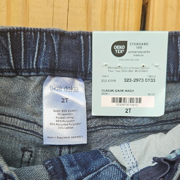 Okie Dokie Toddler Boys Jeans 2T – Classic Dark Wash Straight Leg - Picture 6 of 8